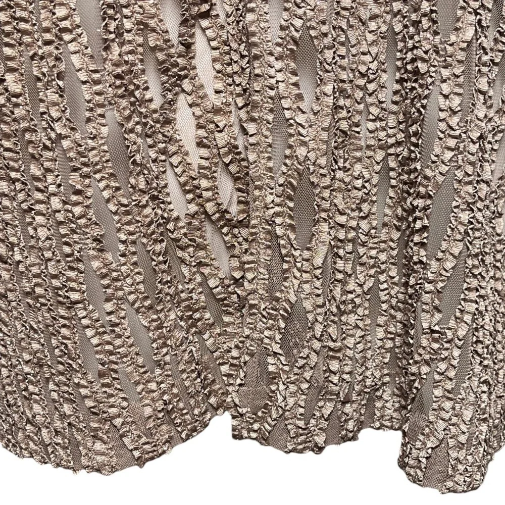 Alex Evenings Sheer Open Front Jacket Size 16 Taupe Metallic Mesh Cover Up